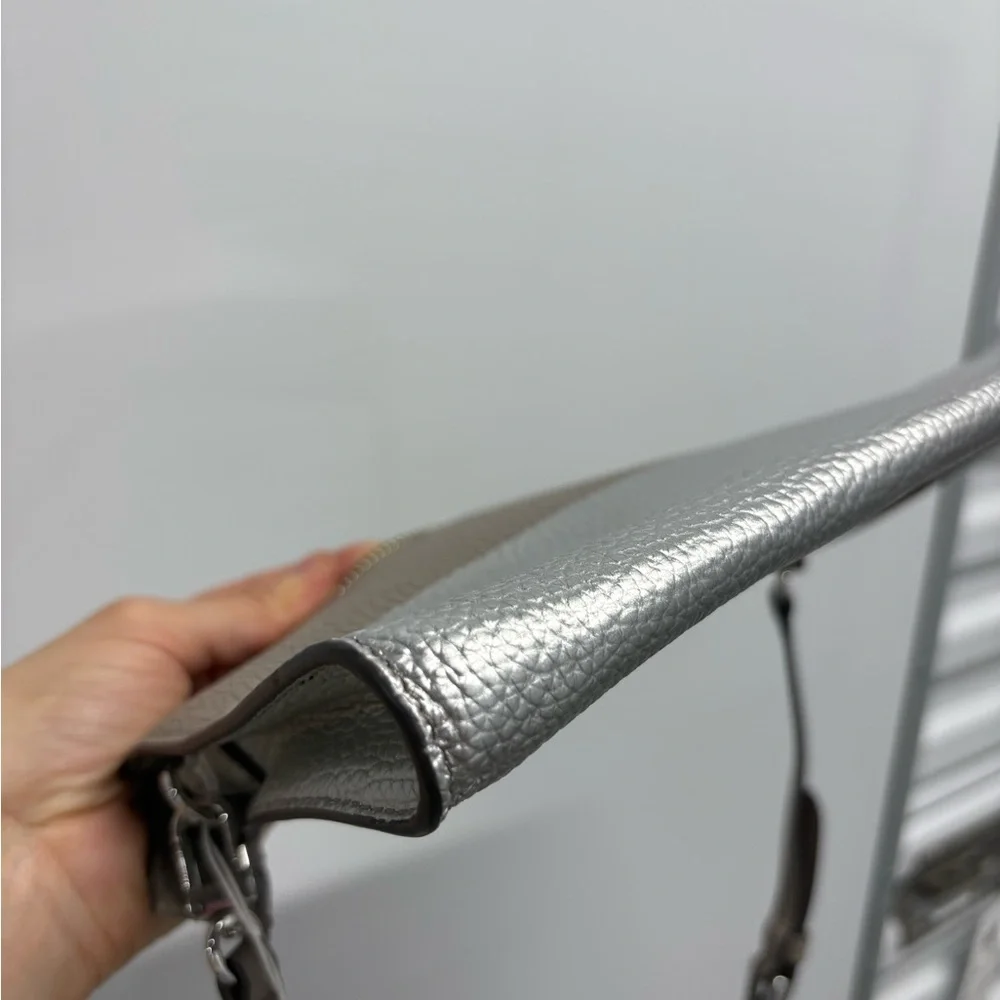 Tory Burch silver tan crossbody leather bag